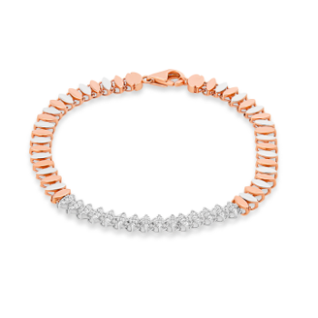 Strap style Delicate 14k rose gold bracelet of diamond