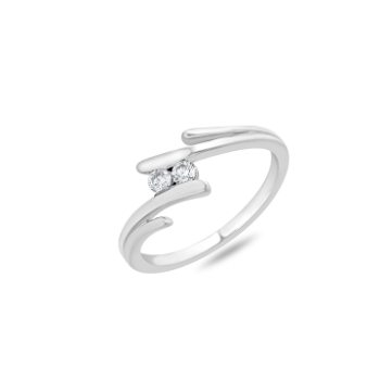 Minimalist Duo Daimond Ring in 14K White Gold