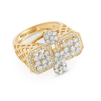 Sparkling Square and Circle Diamond Fusion Ring