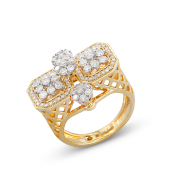 Sparkling Square and Circle Diamond Fusion Ring