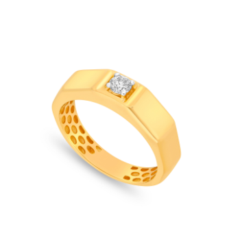 Minimalistic Men’s Diamond Ring in 14K Yellow Gold