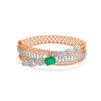 Designer Green Emarald Diamond Bracelent in 14K Rose Gold